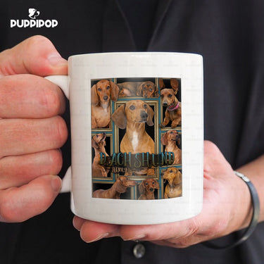 Custom Dog Mug - Personalized Dachshund Puzzle Gift For Dad - White Mug